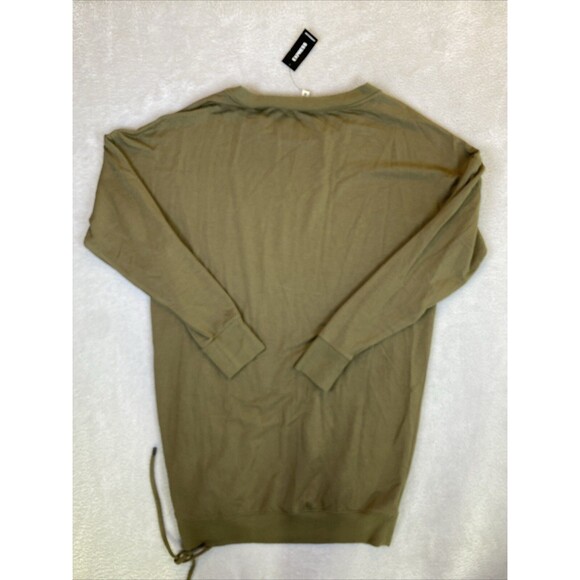 NEW Express One Eleven Sweatshirt Dress Women's XS Drab Green Lace up side Drop - Picture 8 of 8